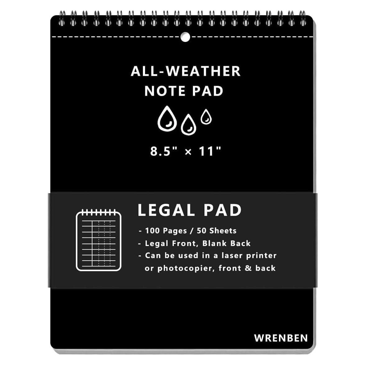Cuaderno Legal WRENBEN Impermeable A4 Negro 100 Páginas