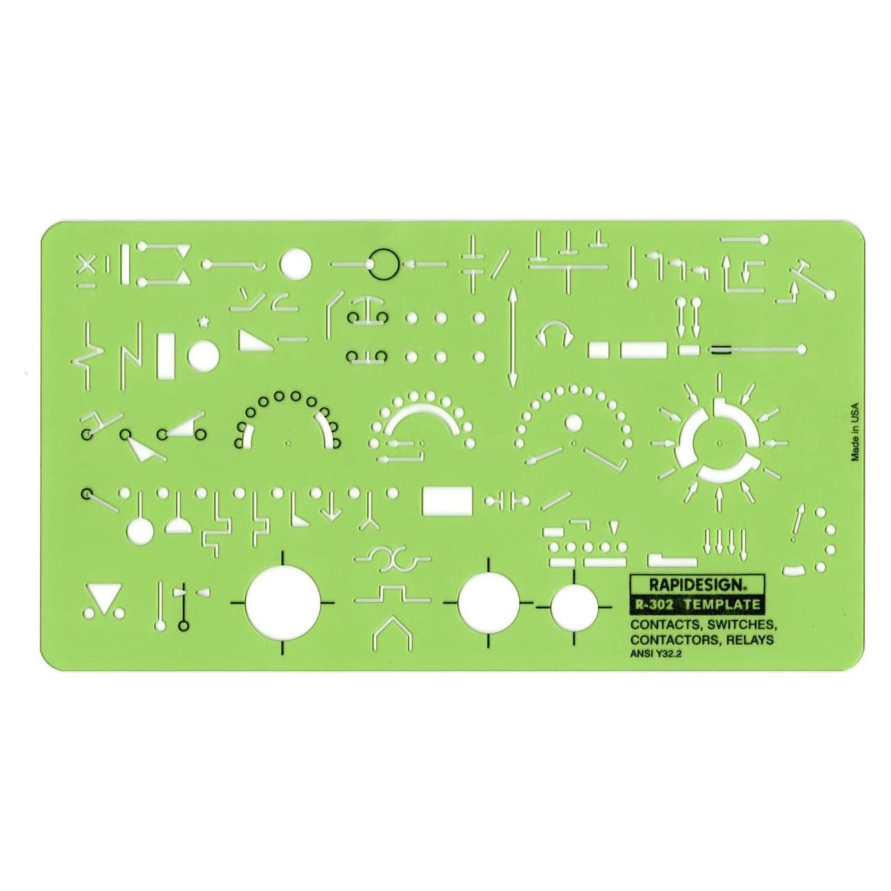 Plantilla eléctrica Rapidesign R302 para Contactos e Interruptores