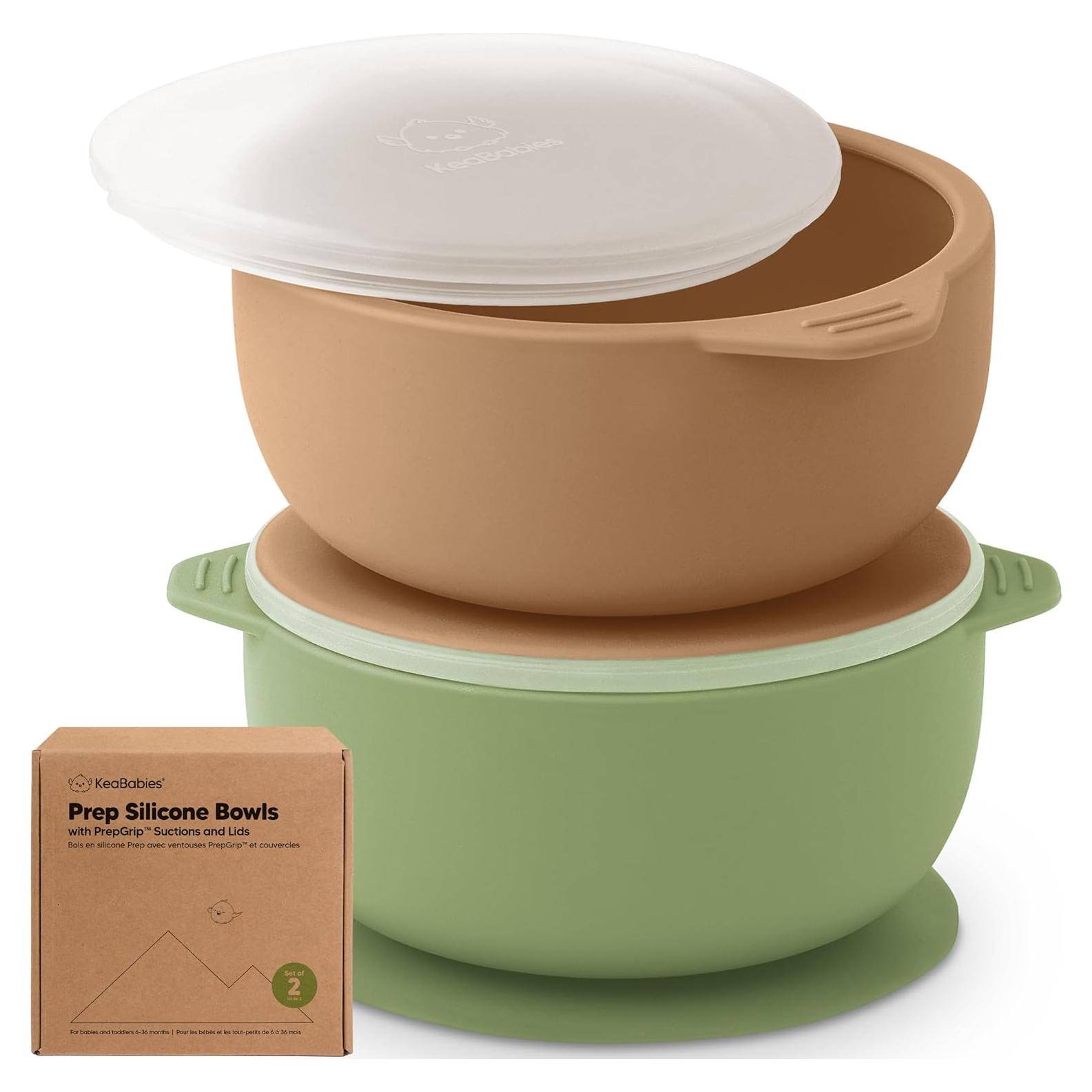 Cuencos de Silicona para Bebés KeaBabies 2-Pack con Tapas