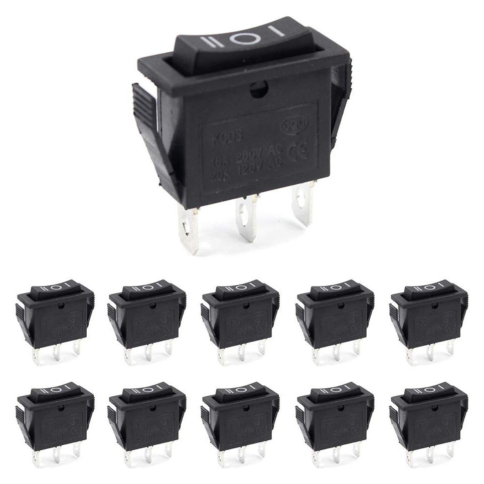 10 Interruptores de Palanca On/Off/On SPDT 16A 250V WOWOONE