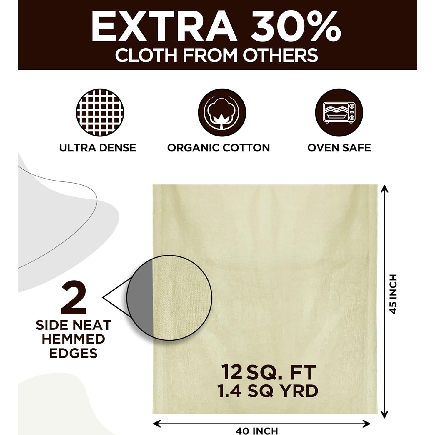 Paño de Queso 100% Algodón Orgánico United Prime 1.4 m²