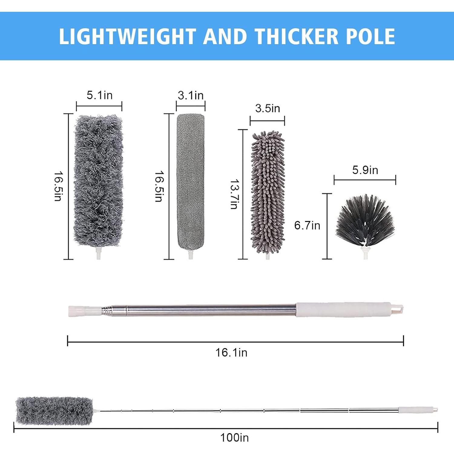 Kit de Plumeros Tiumso 5 en 1 Extensible 254 cm Microfibra