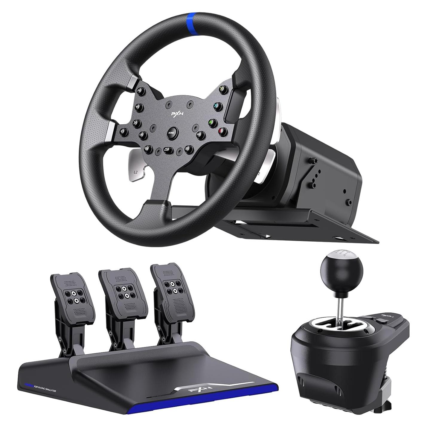 PXN V99 PC Racing Wheel, Real Force Feedback Steering Wheel with Pedals and Shifter, Detachable 270/900 Degree Race Steering Wheel Simulator for PC, Xbox One, Xbox Series X/S, PS4