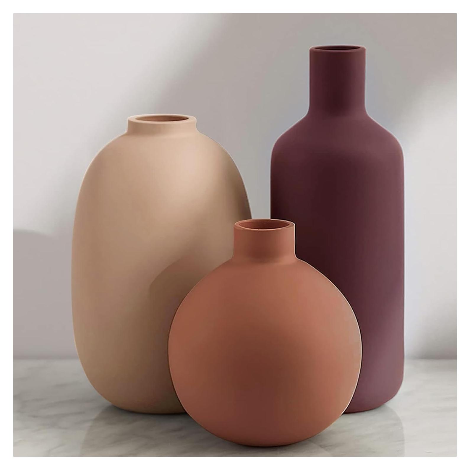 Conjunto de 3 Jarrones de Cerámica Smiletag Modernos 22.5cm
