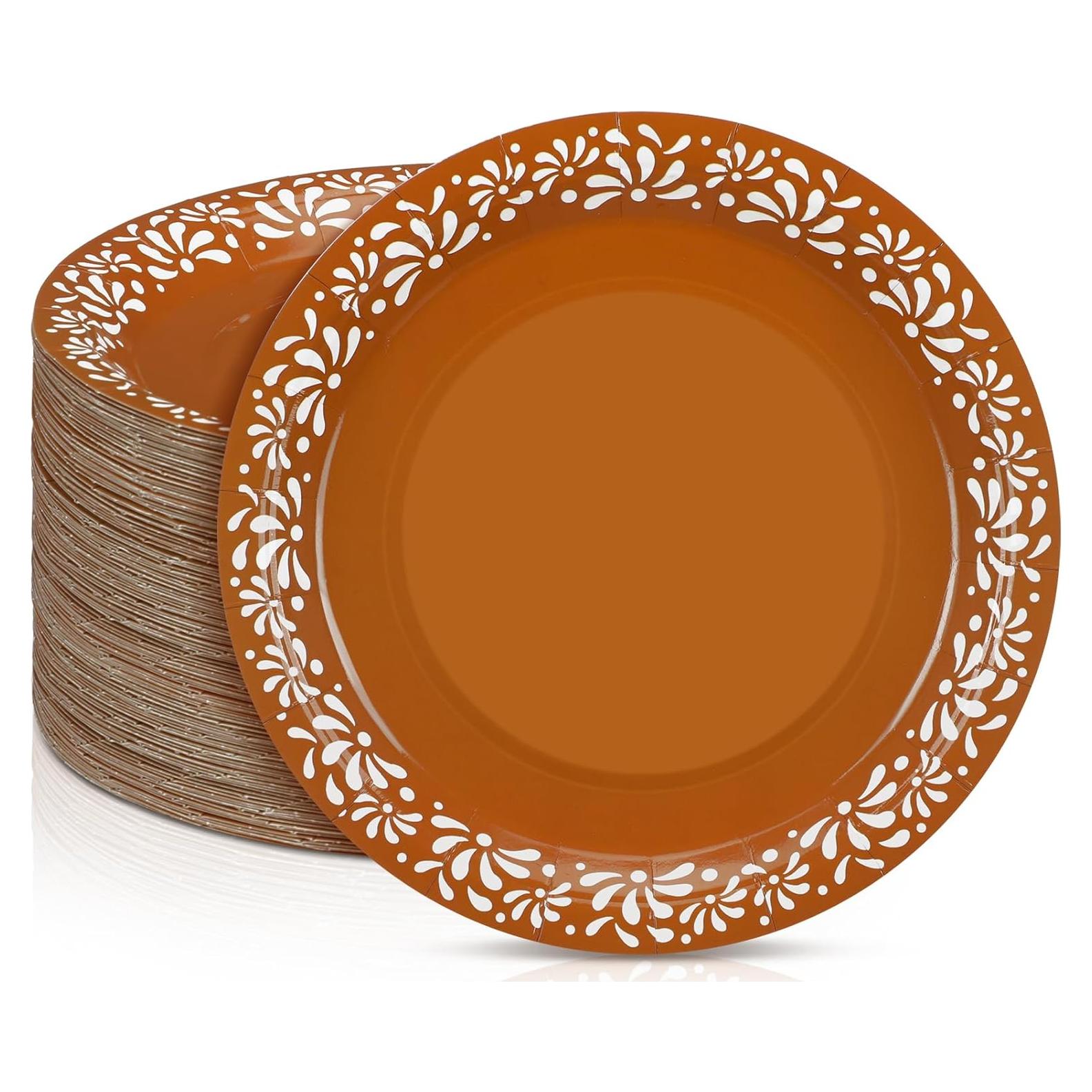 Platos Desechables Mexicanos Yungyan 100 Pcs 23 cm Floral