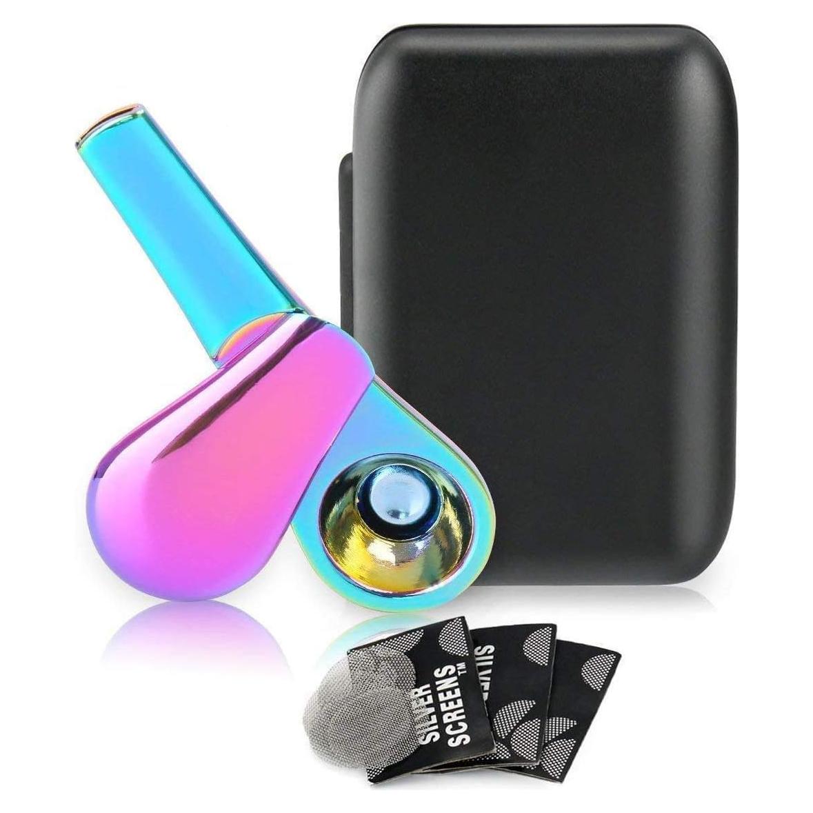 Juego de Pipa de Tabaco Portátil de Metal Zinc con Estuche