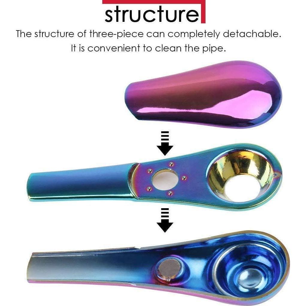 Juego de Pipa de Tabaco Portátil de Metal Zinc con Estuche