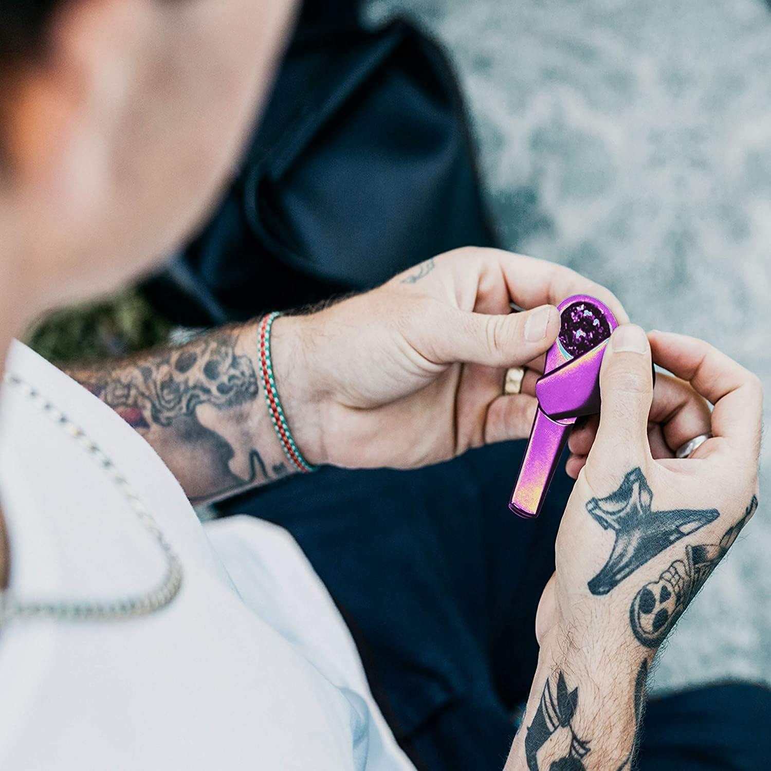 Juego de Pipa de Tabaco Portátil de Metal Zinc con Estuche