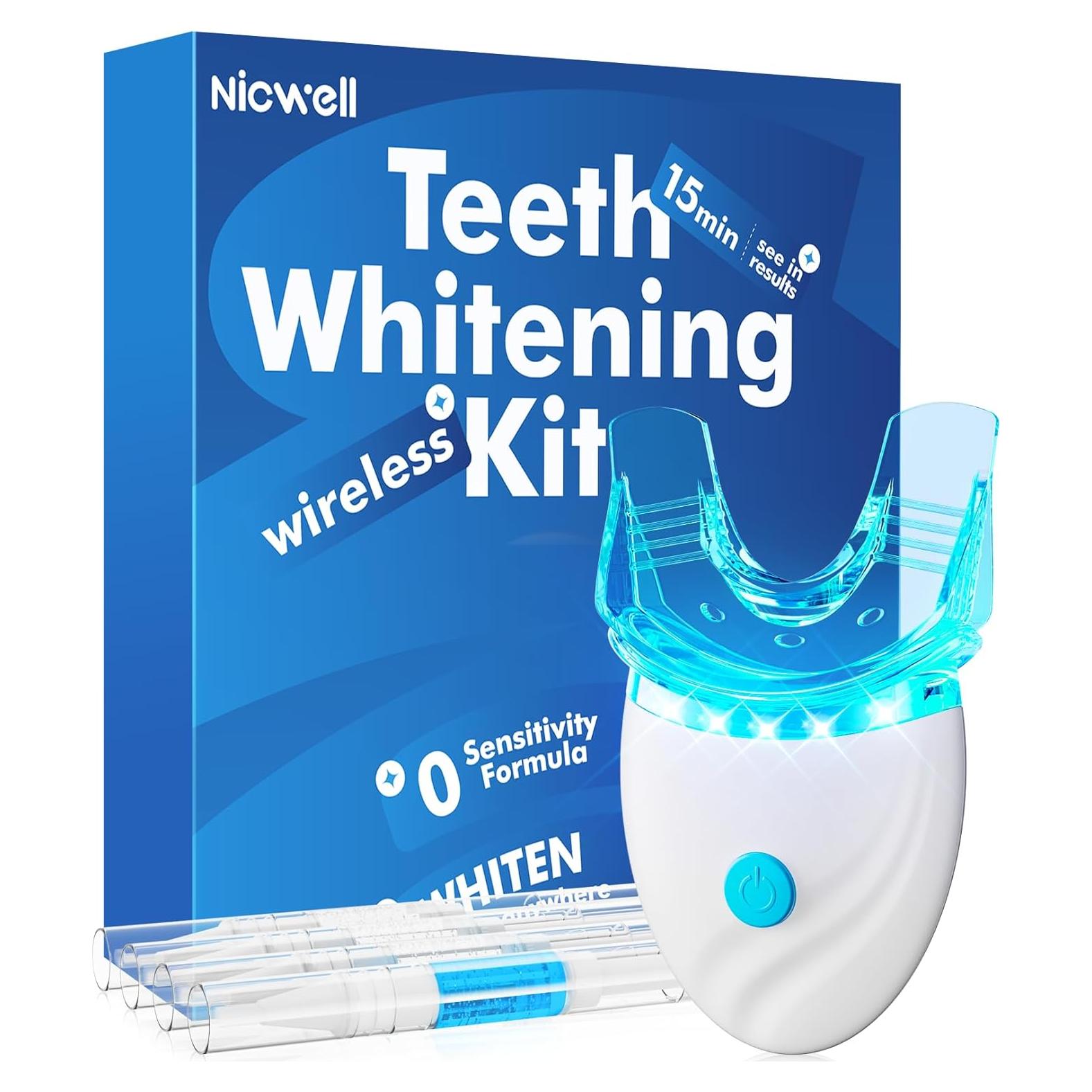 Kit Blanqueamiento Dental Nicwell para Dientes Sensibles - 3 Gel 35% y Luz LED