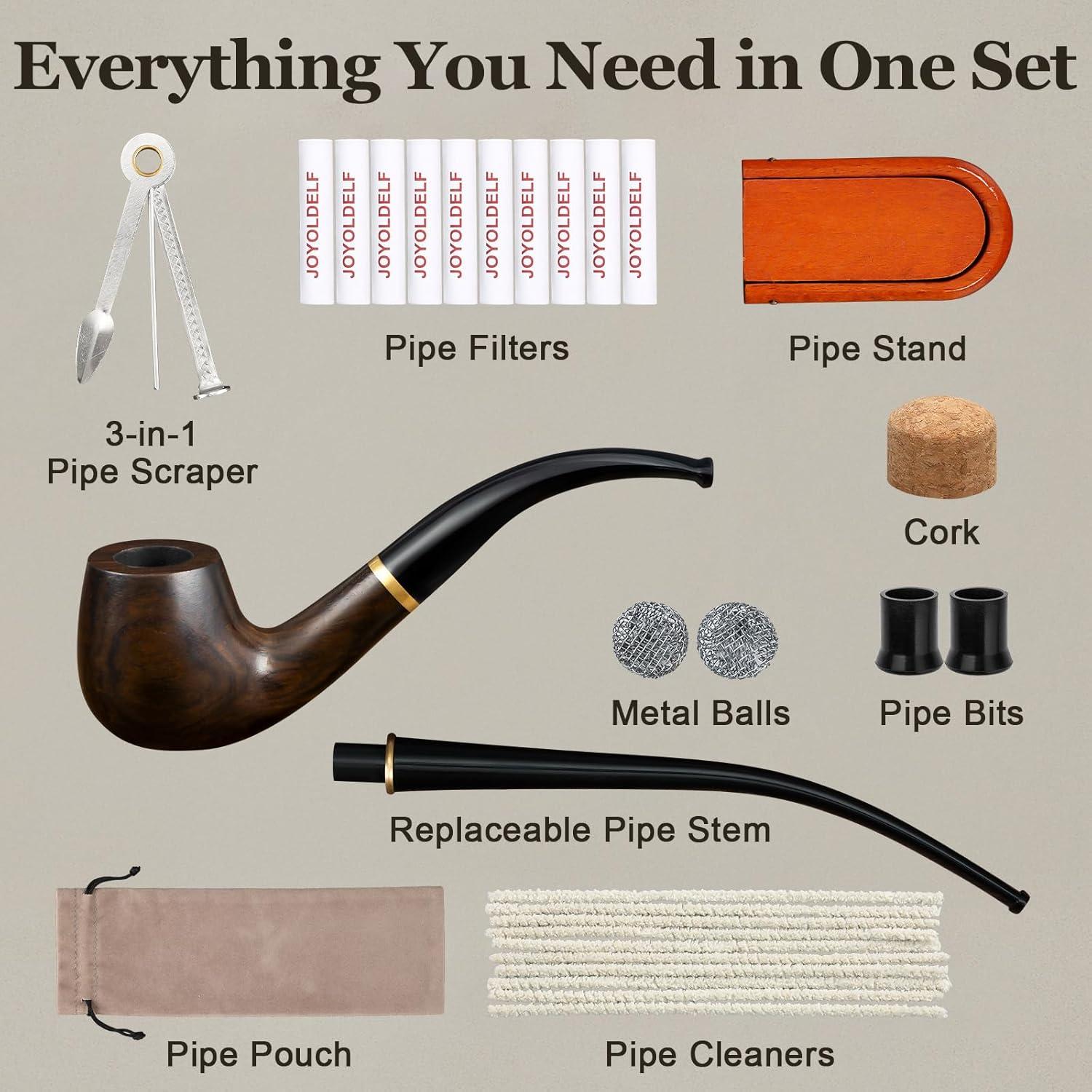 Juego de Pipas de Tabaco Joyoldelf Ébano - Kit Completo con Accesorios