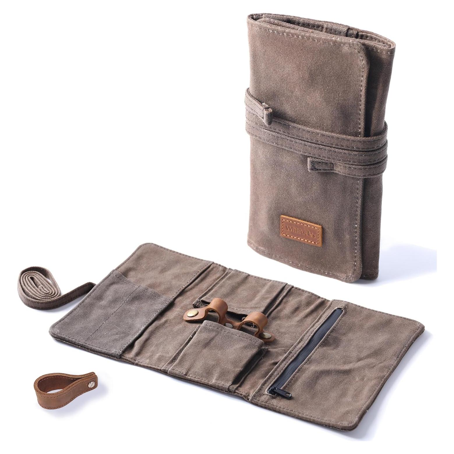 Bolsa de Pipa de Lona Encera Whitluck con Soporte de Cuero