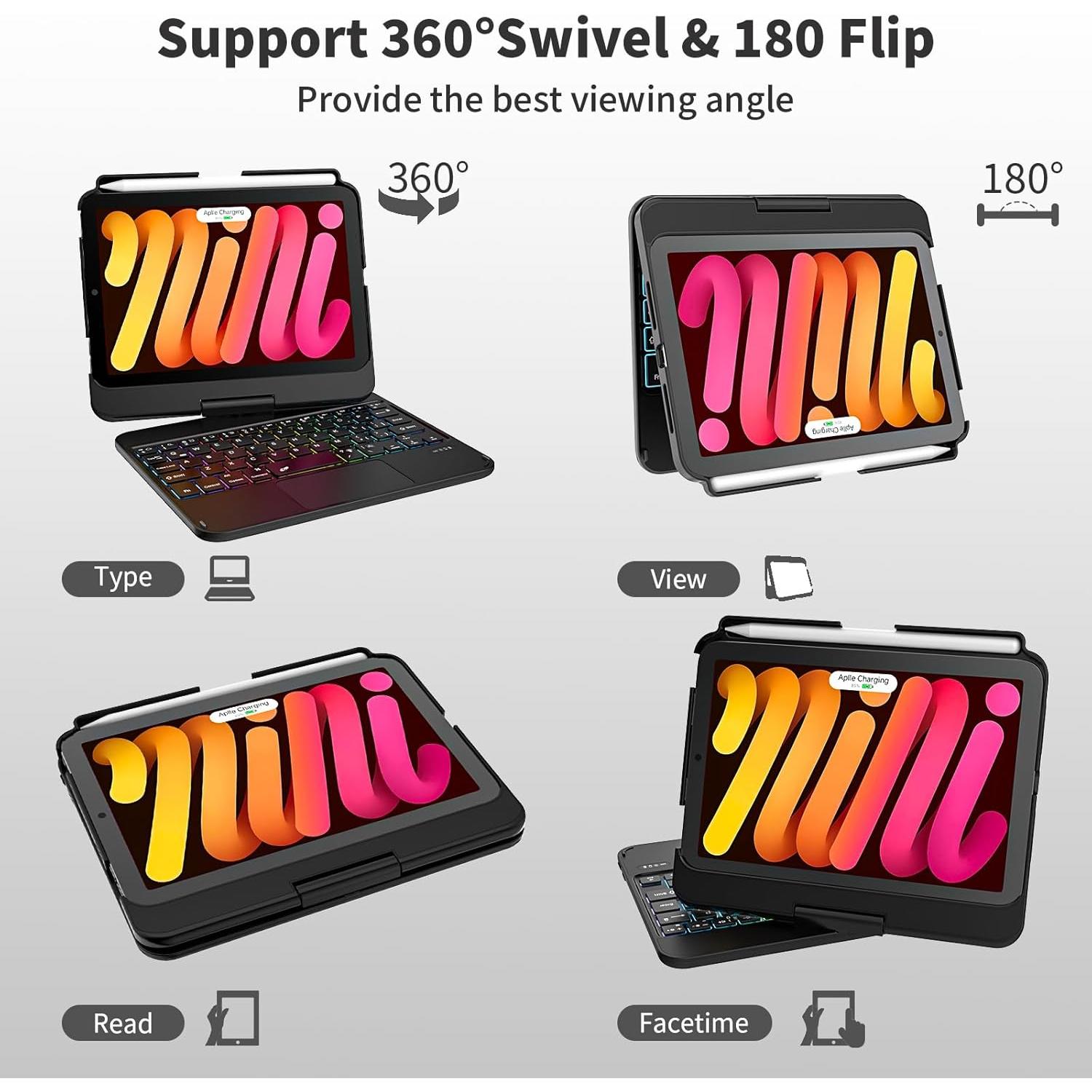 Funda Teclado TaIYanG iPad Mini 6/7 Retroiluminada 360°