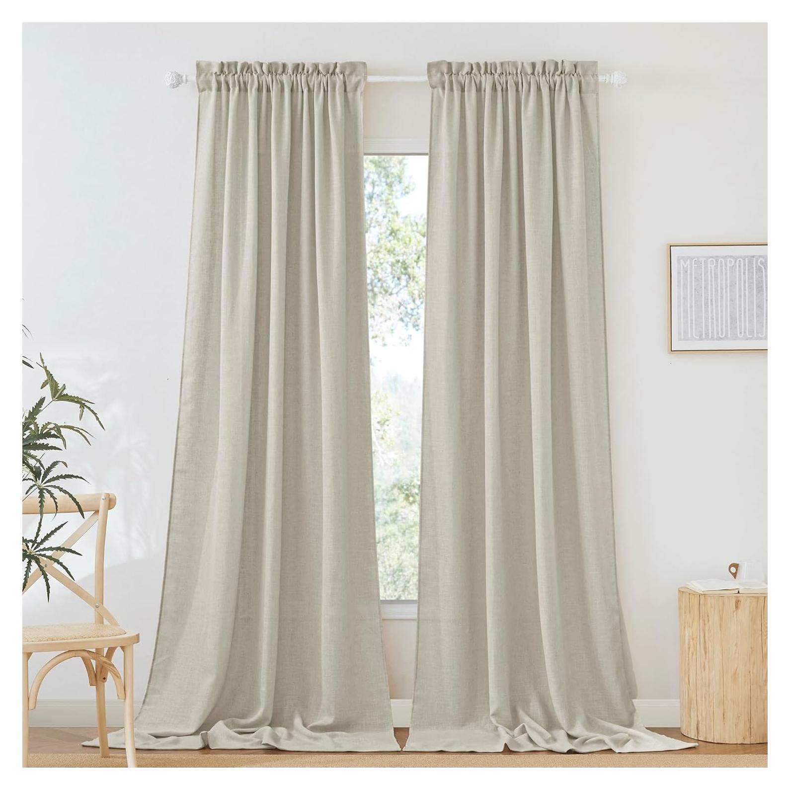 Cortinas Semi Transparentes RYB HOME Lino Flax 52x120 cm - 2 Paneles