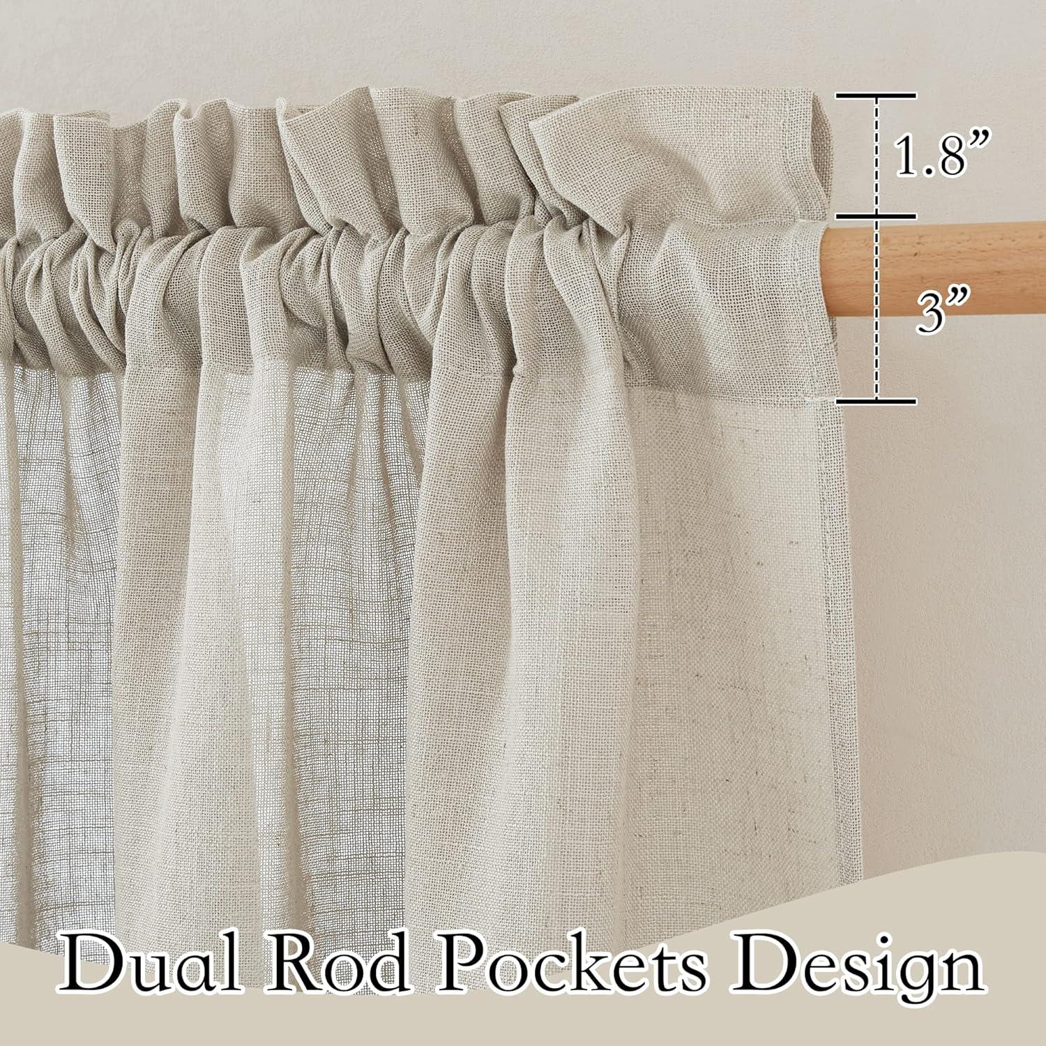 Cortinas Semi Transparentes RYB HOME Lino Flax 52x120 cm - 2 Paneles