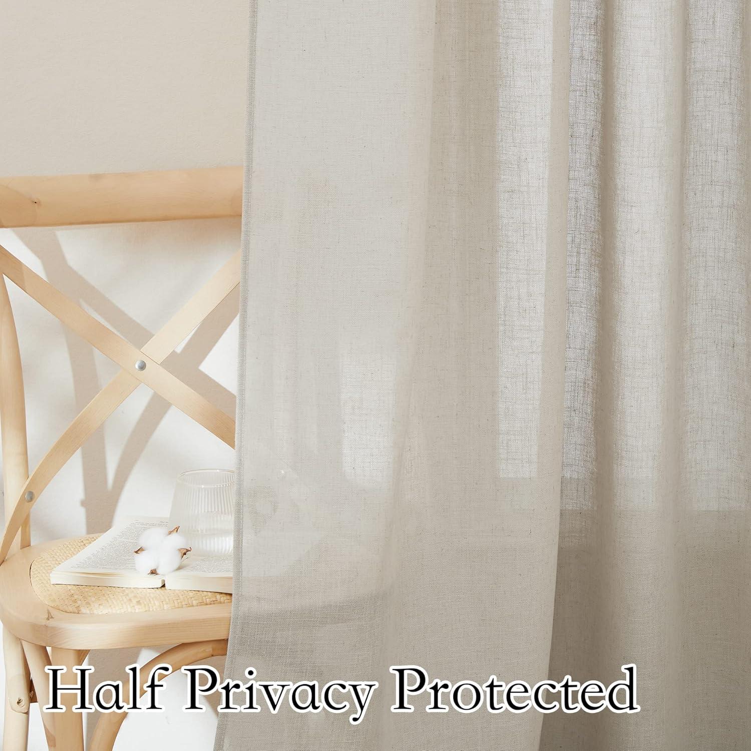 Cortinas Semi Transparentes RYB HOME Lino Flax 52x120 cm - 2 Paneles