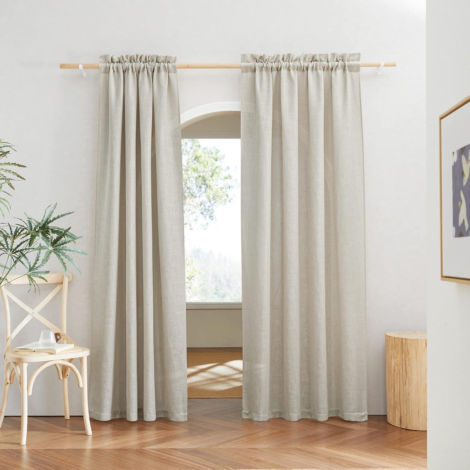 Cortinas Semi Transparentes RYB HOME Lino Flax 52x120 cm - 2 Paneles