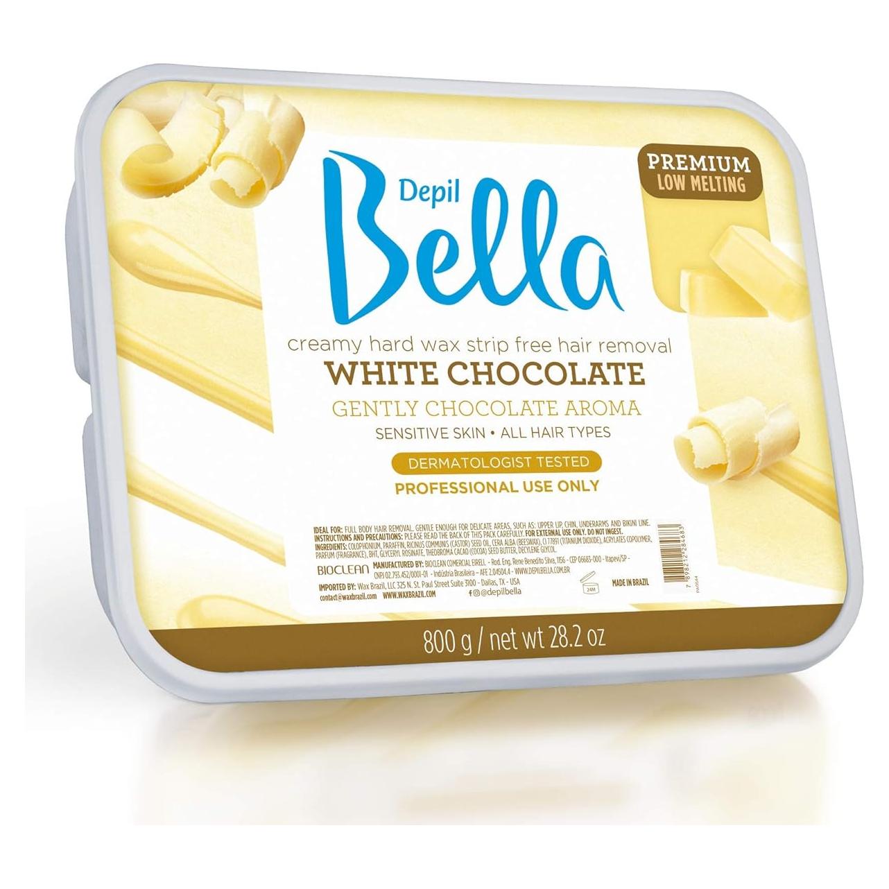 Cera Depilatoria de Chocolate Blanco Depil Bella 800g Piel Sensible
