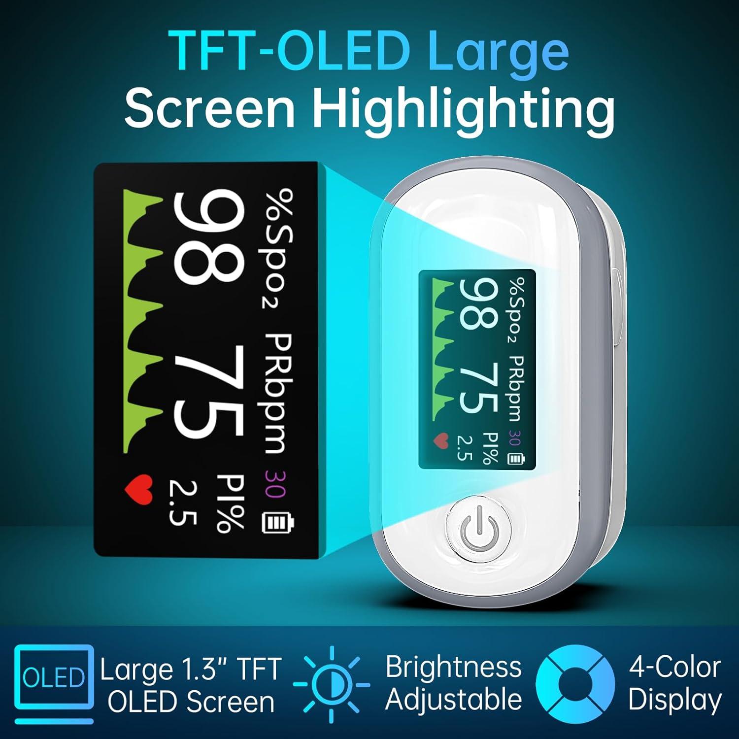 Oxímetro de Pulso Alecaremed YM301 con Pantalla OLED 1.3"