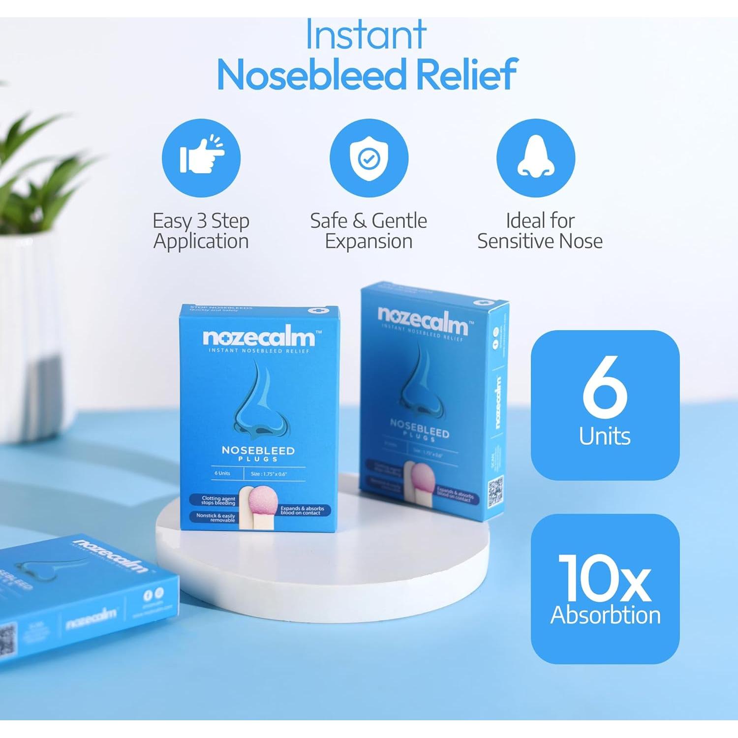 Detenedor de Sangrado Nasal NozeCalm - 6 Unidades - Hipoalergénico