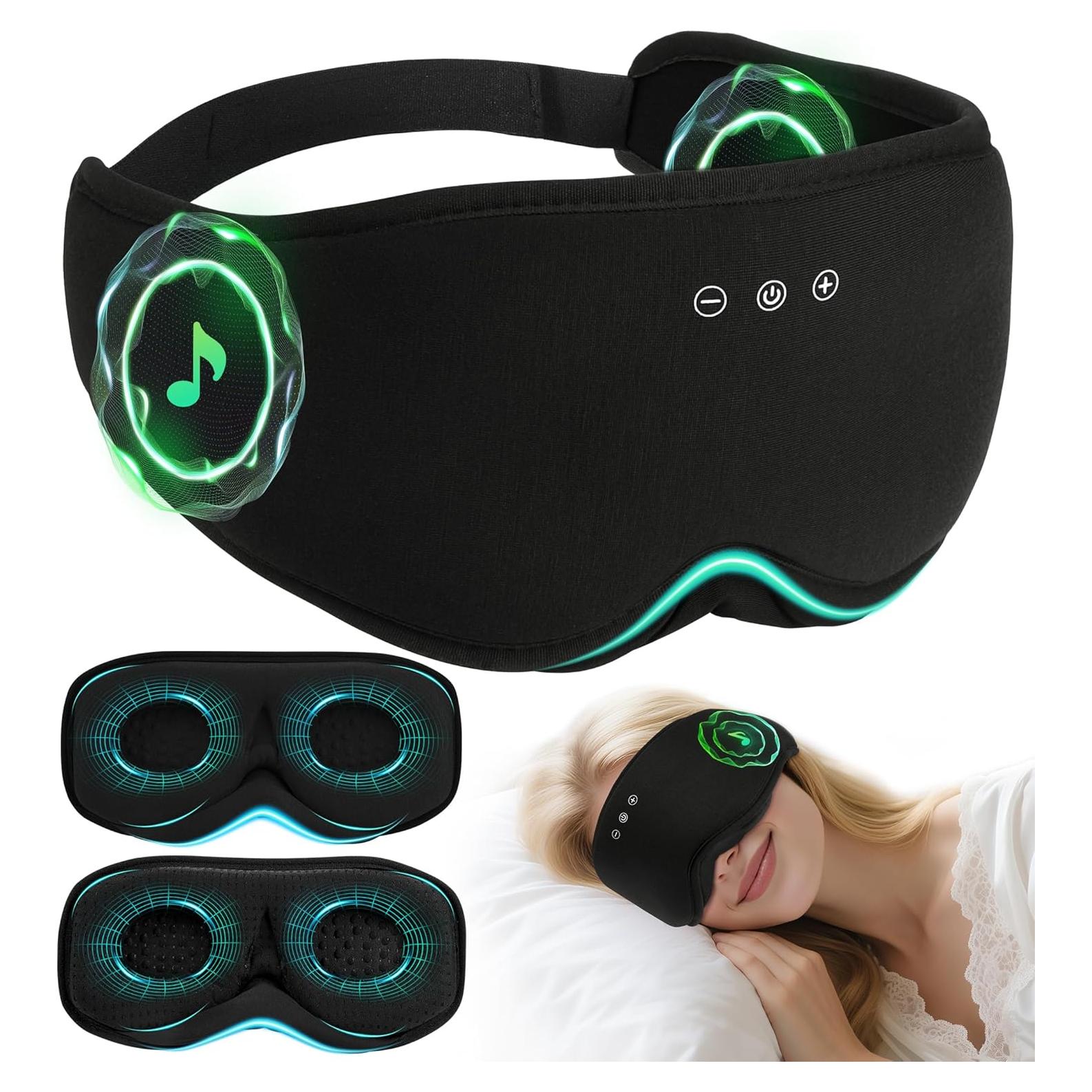 Máscara de Sueño Bluetooth LC-dolida 3D Algodón Bambú Negra