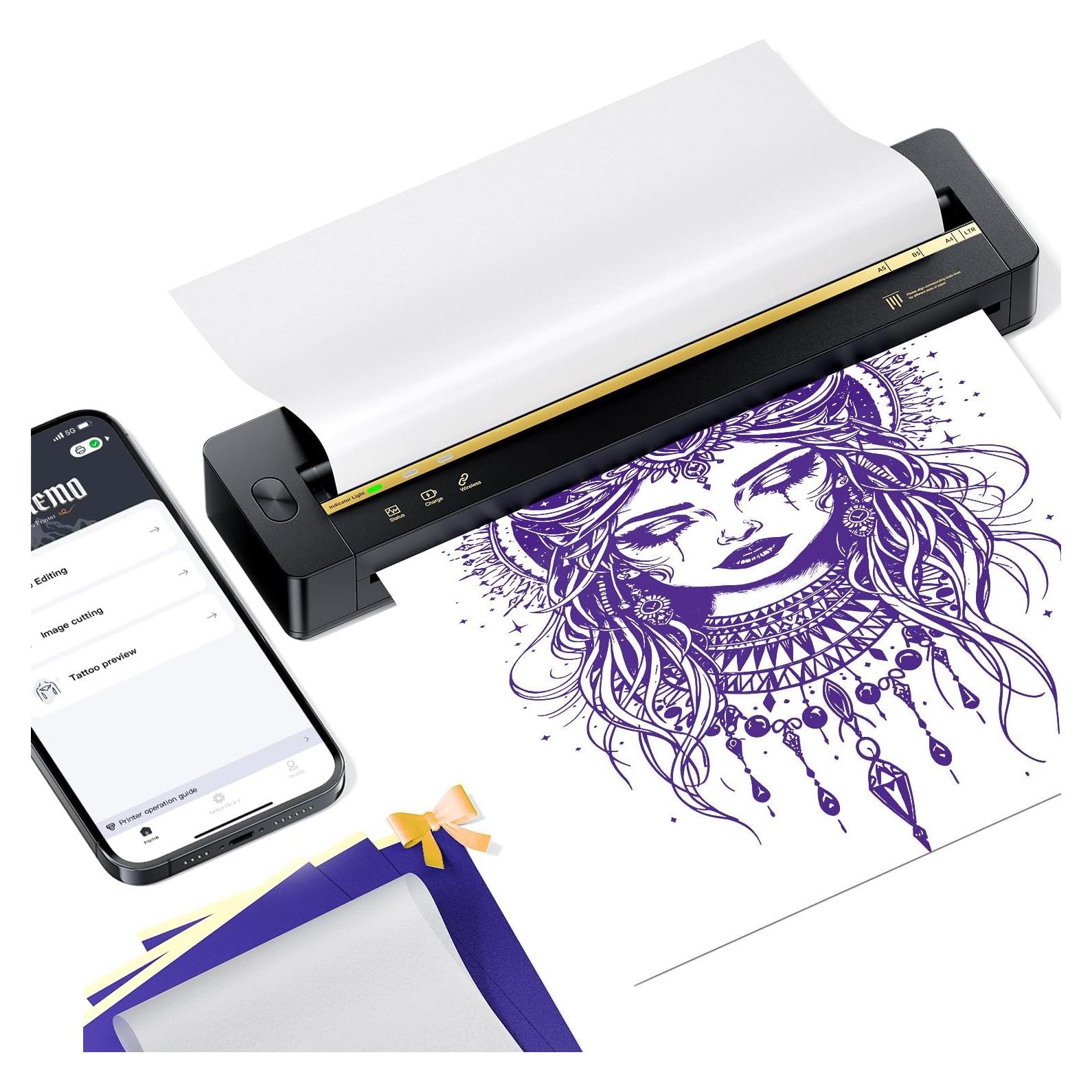 Impresora de Plantillas de Tatuaje TATTMUSE A88U Inalámbrica 300dpi