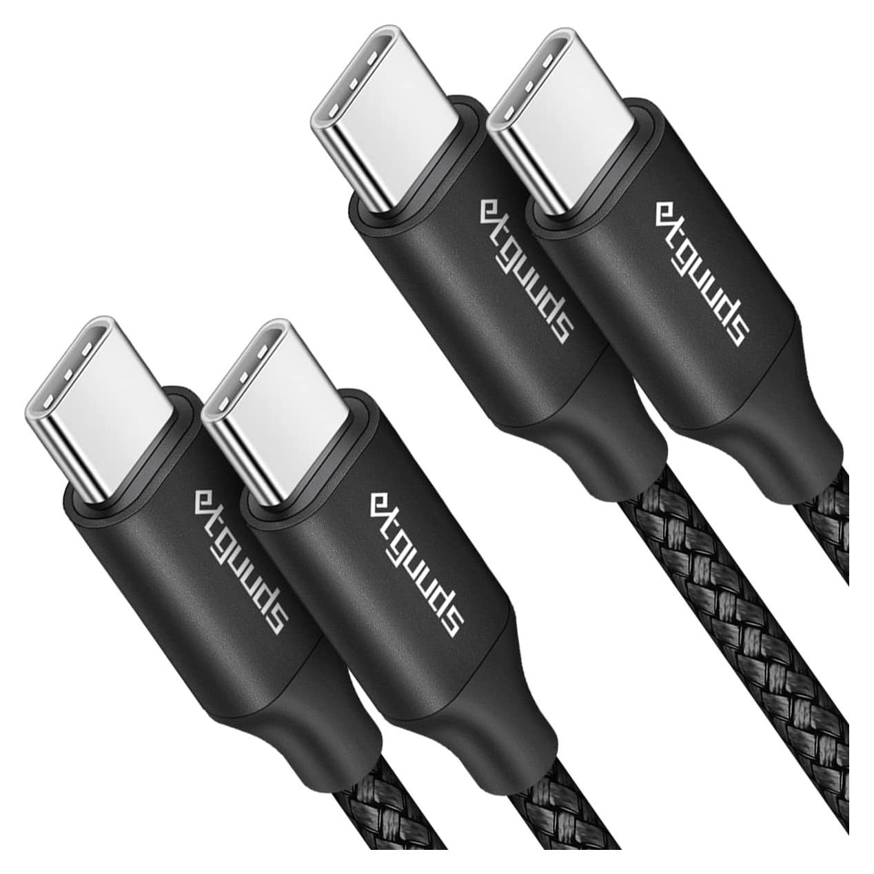 etguuds USB C to USB C Cable 4ft, 2-Pack, 60W USBC to USBC Cord, Type C to C Charger Cable Fast Charging for iPhone 16/15 Pro Max/Plus/Pro, for MacBook Pro Air/iPad, for Samsung Galaxy S24 S23