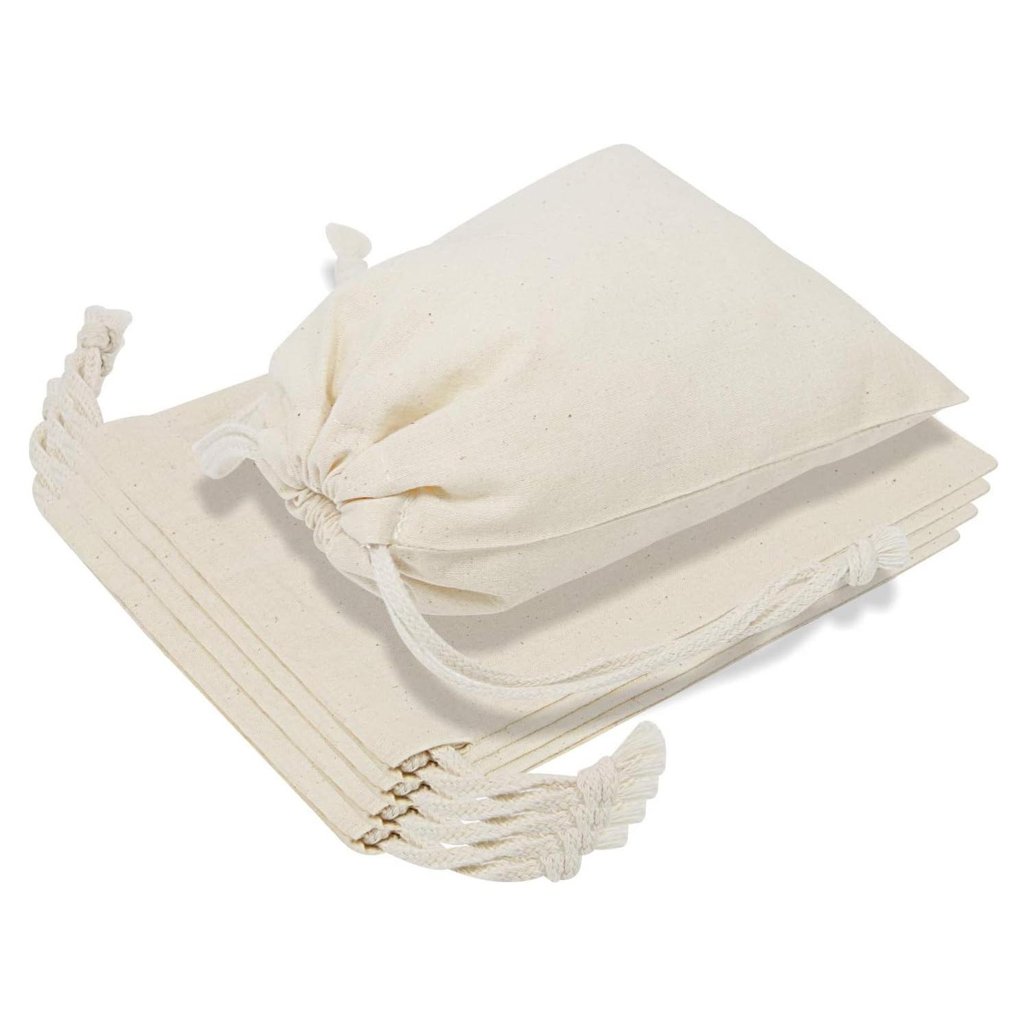 TOPDesign 12 Bolsas Reutilizables de Algodón 15x20 cm Beige