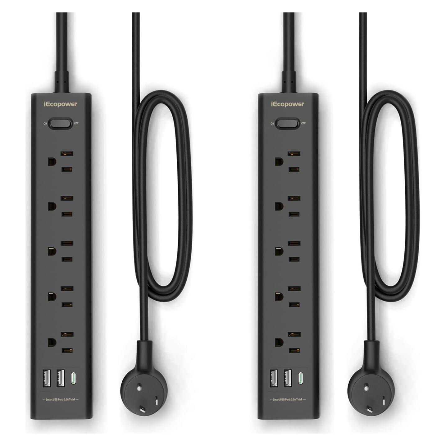 Regleta de Protección IECOPOWER 2 Paquetes 5 Salidas 3 USB