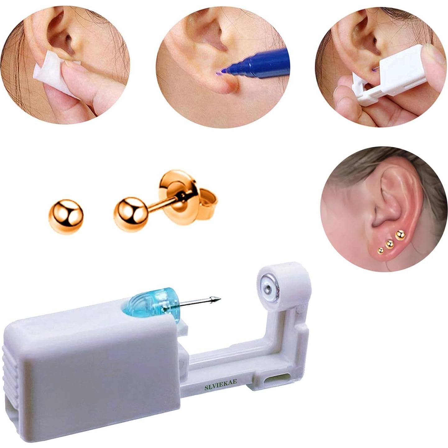 Kit de Perforación de Orejas SLVIEKAE con Aretes de CZ 3mm