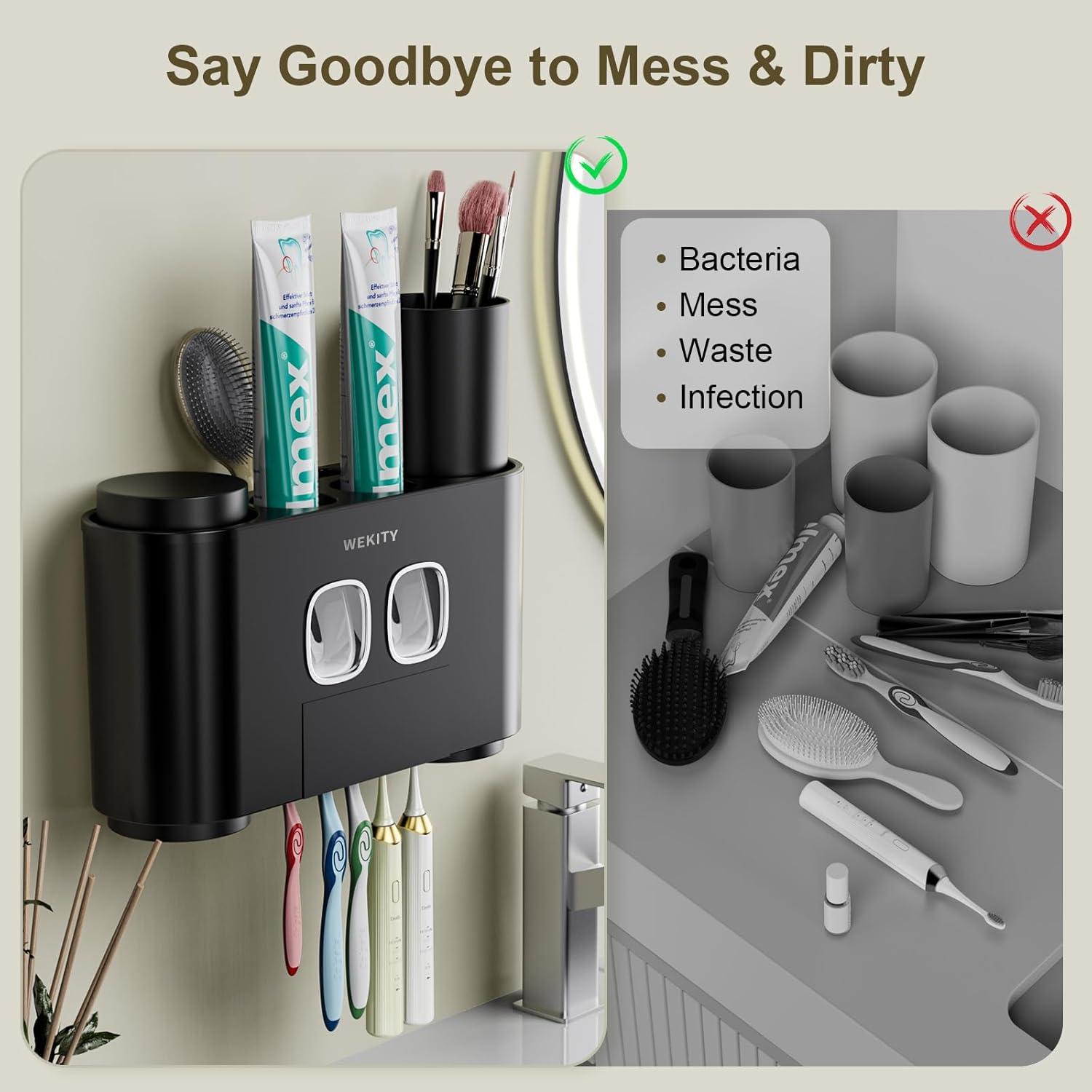 Soporte para Cepillos de Dientes WREWING Negro Multifuncional