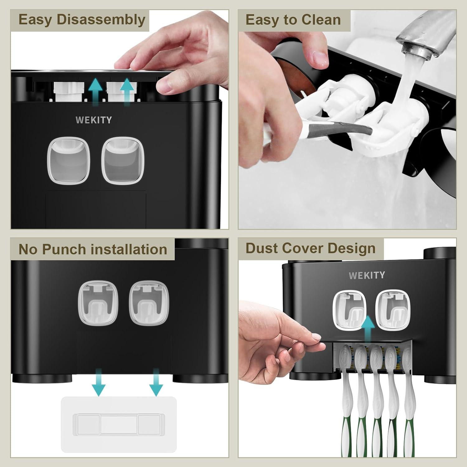 Soporte para Cepillos de Dientes WREWING Negro Multifuncional
