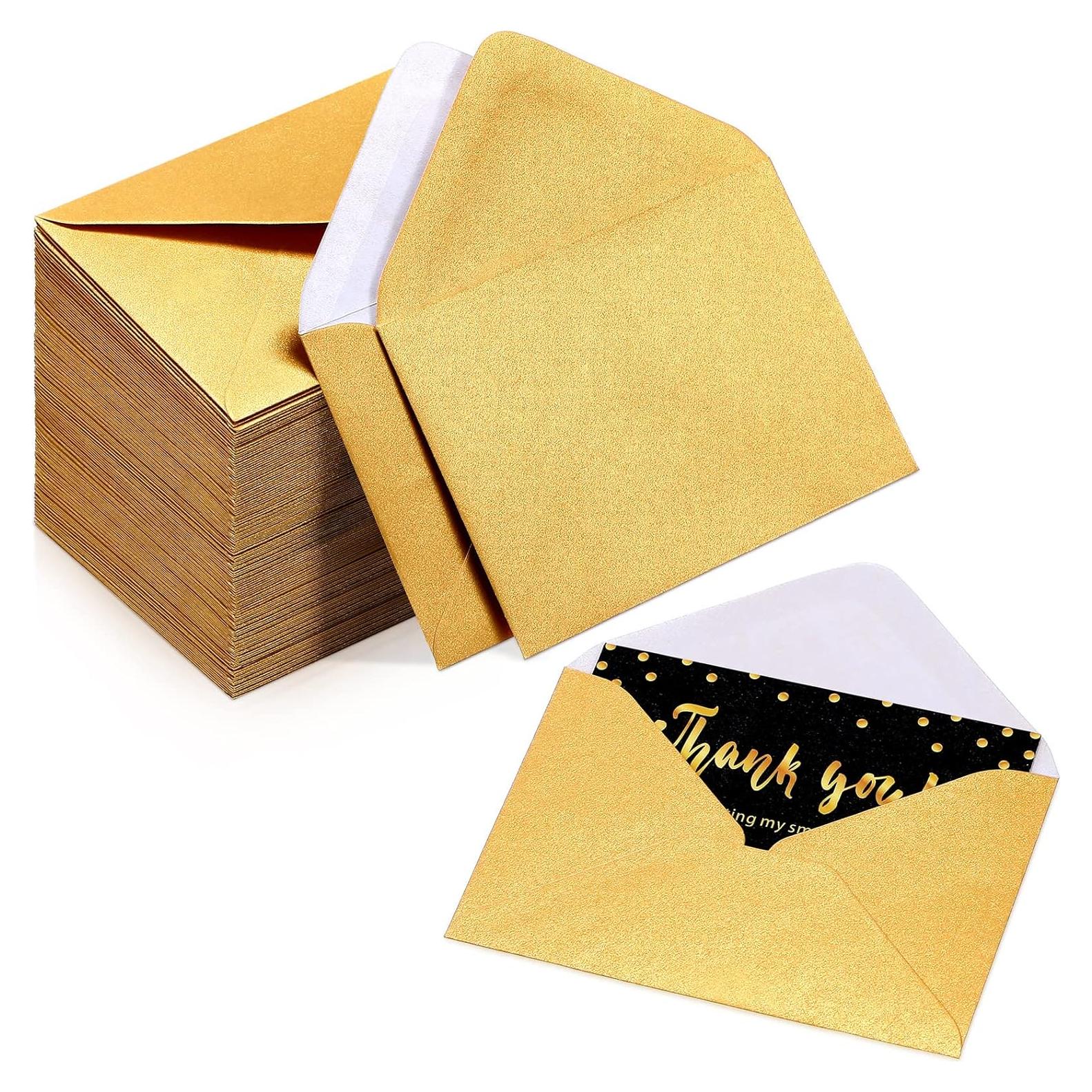 Outus 400 Sobres Metálicos Pequeños 10.16 x 6.86 cm Oro