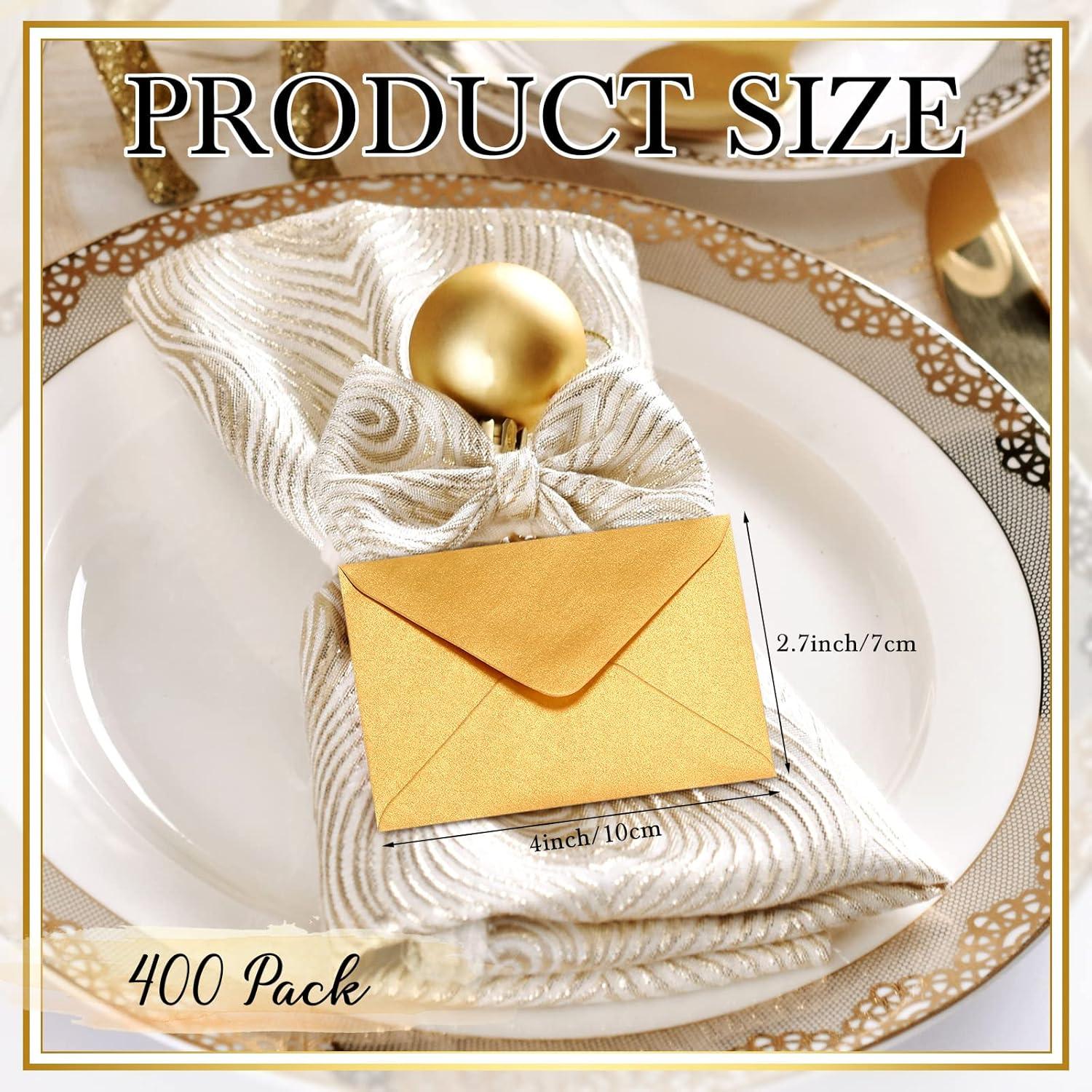 Outus 400 Sobres Metálicos Pequeños 10.16 x 6.86 cm Oro