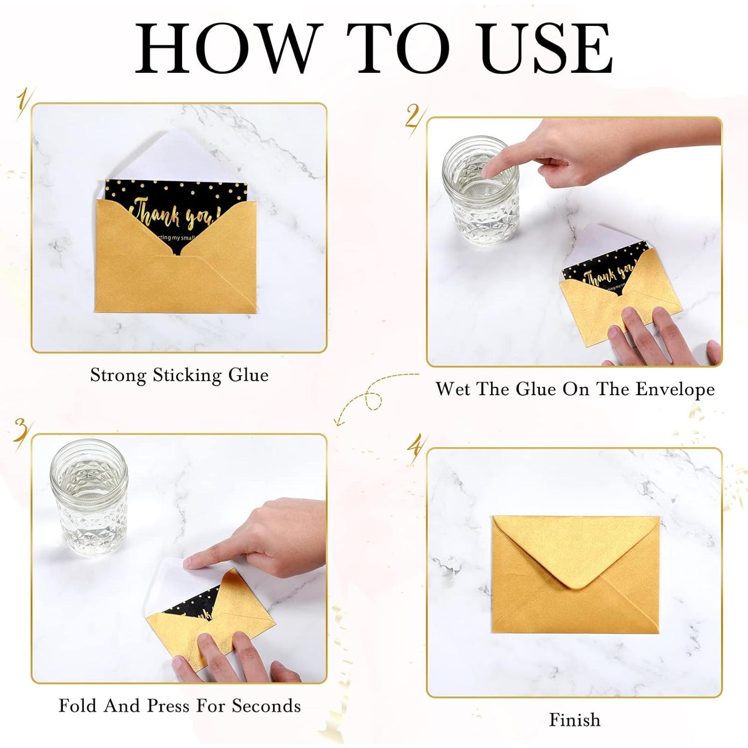 Outus 400 Sobres Metálicos Pequeños 10.16 x 6.86 cm Oro