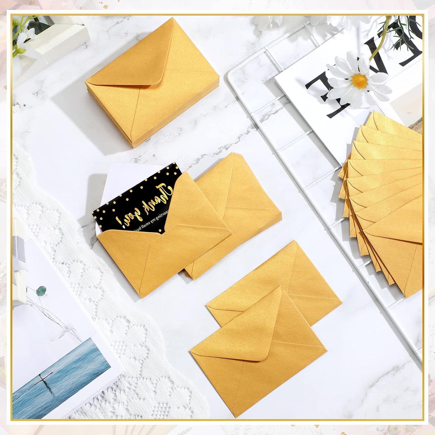 Outus 400 Sobres Metálicos Pequeños 10.16 x 6.86 cm Oro