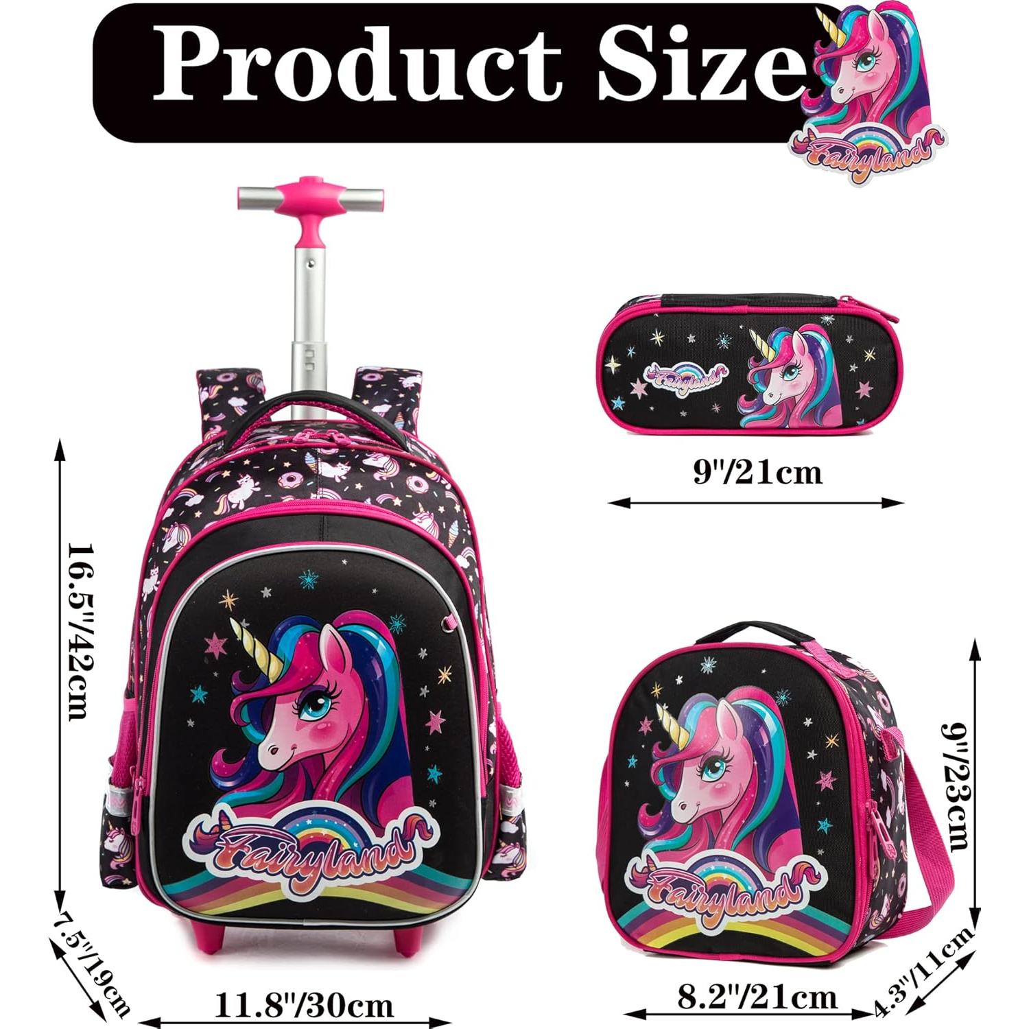 Mochila Rodante para Niñas Meetbelify Unicornio 3 en 1