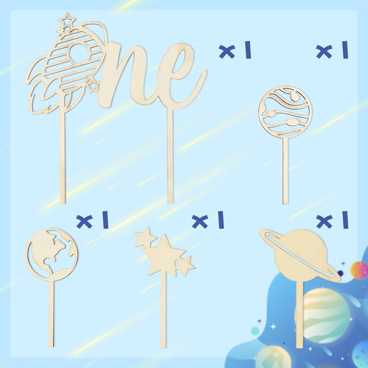 Toppers de Pastel Espacial BkeeCten - 5 Piezas para Cumpleaños