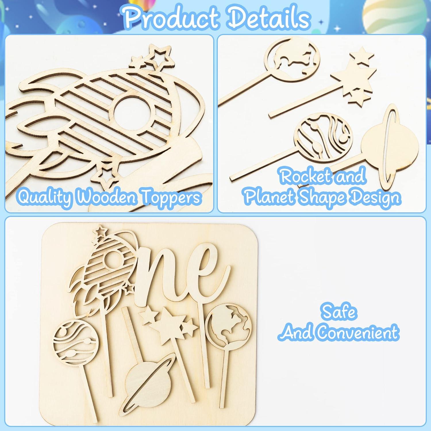 Toppers de Pastel Espacial BkeeCten - 5 Piezas para Cumpleaños