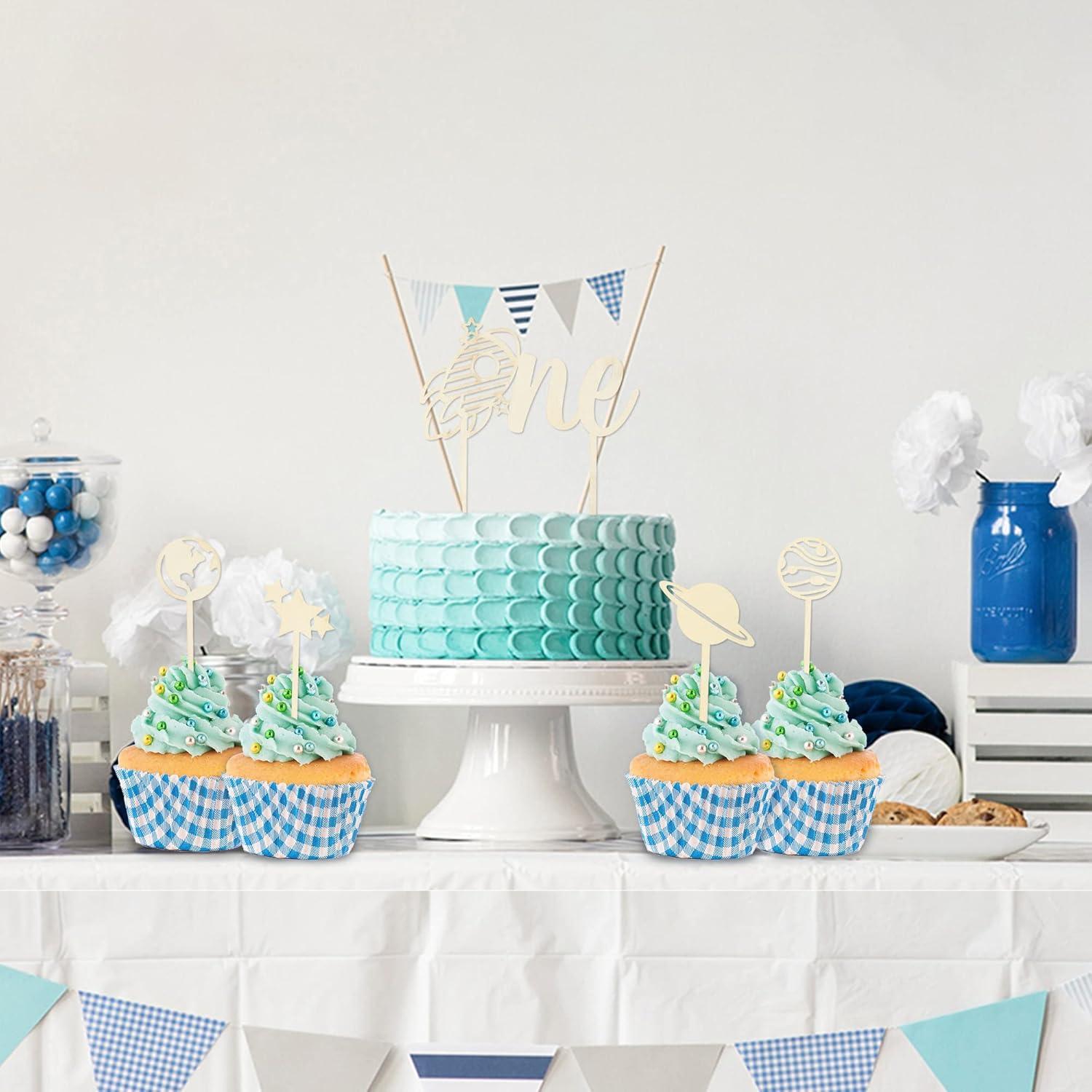 Toppers de Pastel Espacial BkeeCten - 5 Piezas para Cumpleaños