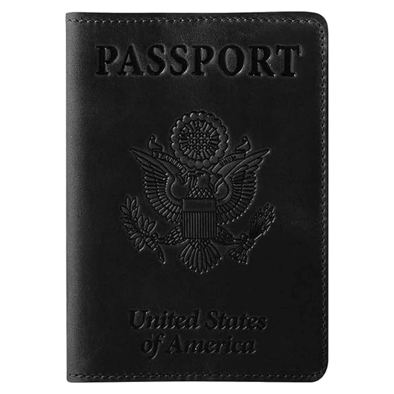 Funda de Pasaporte de Cuero PU Ciana Negra Slim Unisex