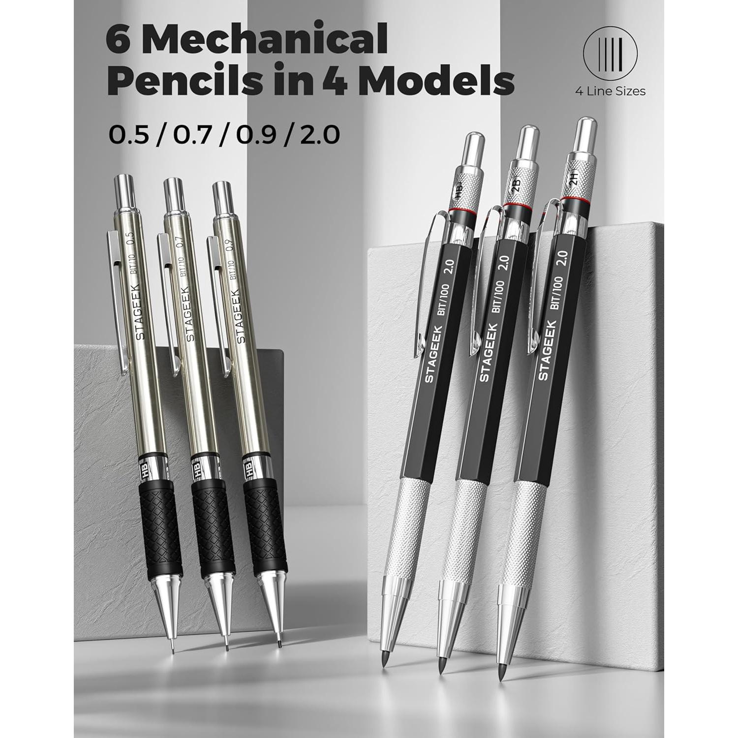 Juego de Lápices Mecánicos STAGEEK 34 Piezas 0.5-2.0mm