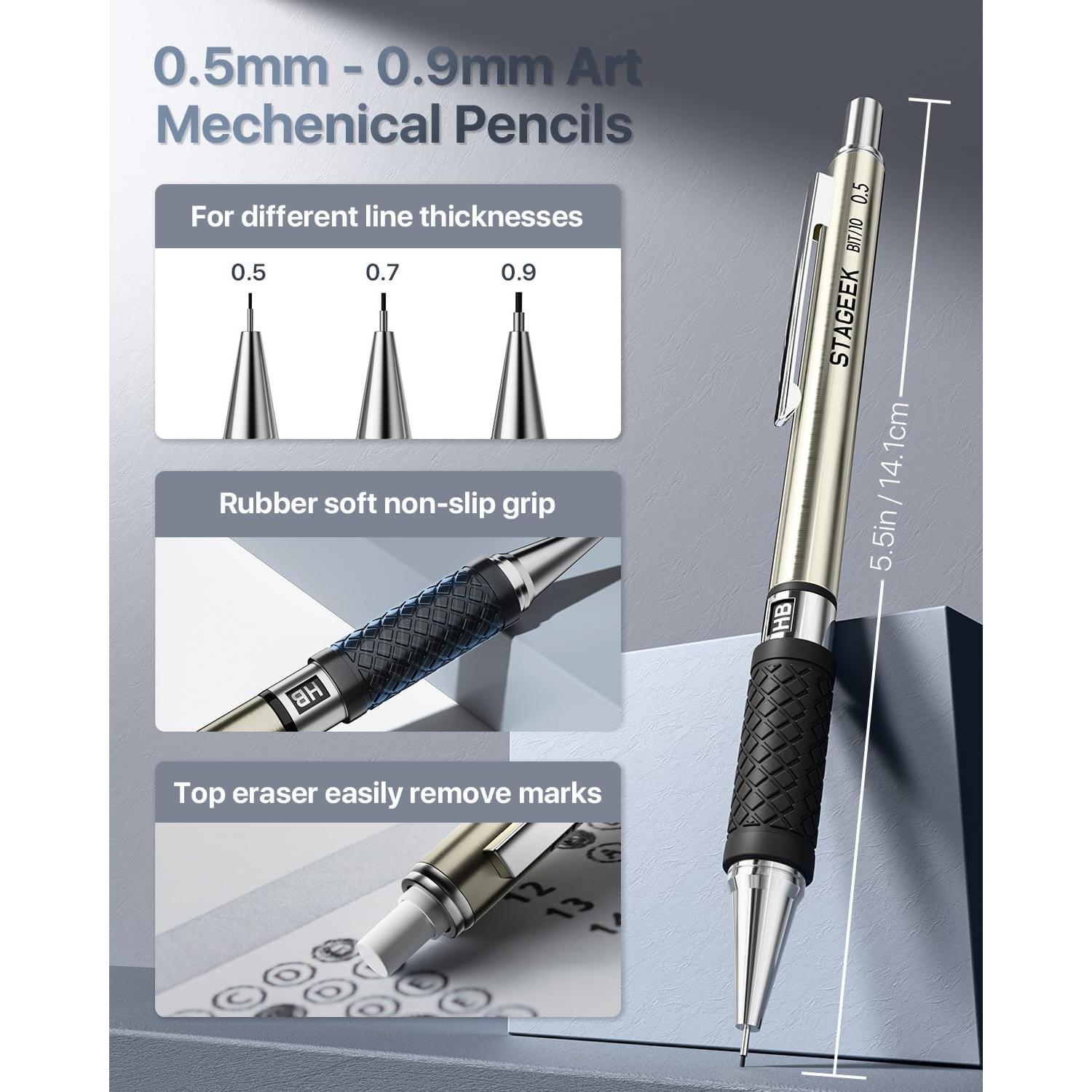 Juego de Lápices Mecánicos STAGEEK 34 Piezas 0.5-2.0mm