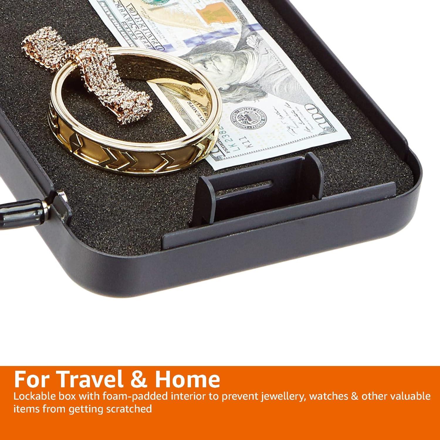 Caja de Seguridad Portátil Amazon Basics Grande Negra