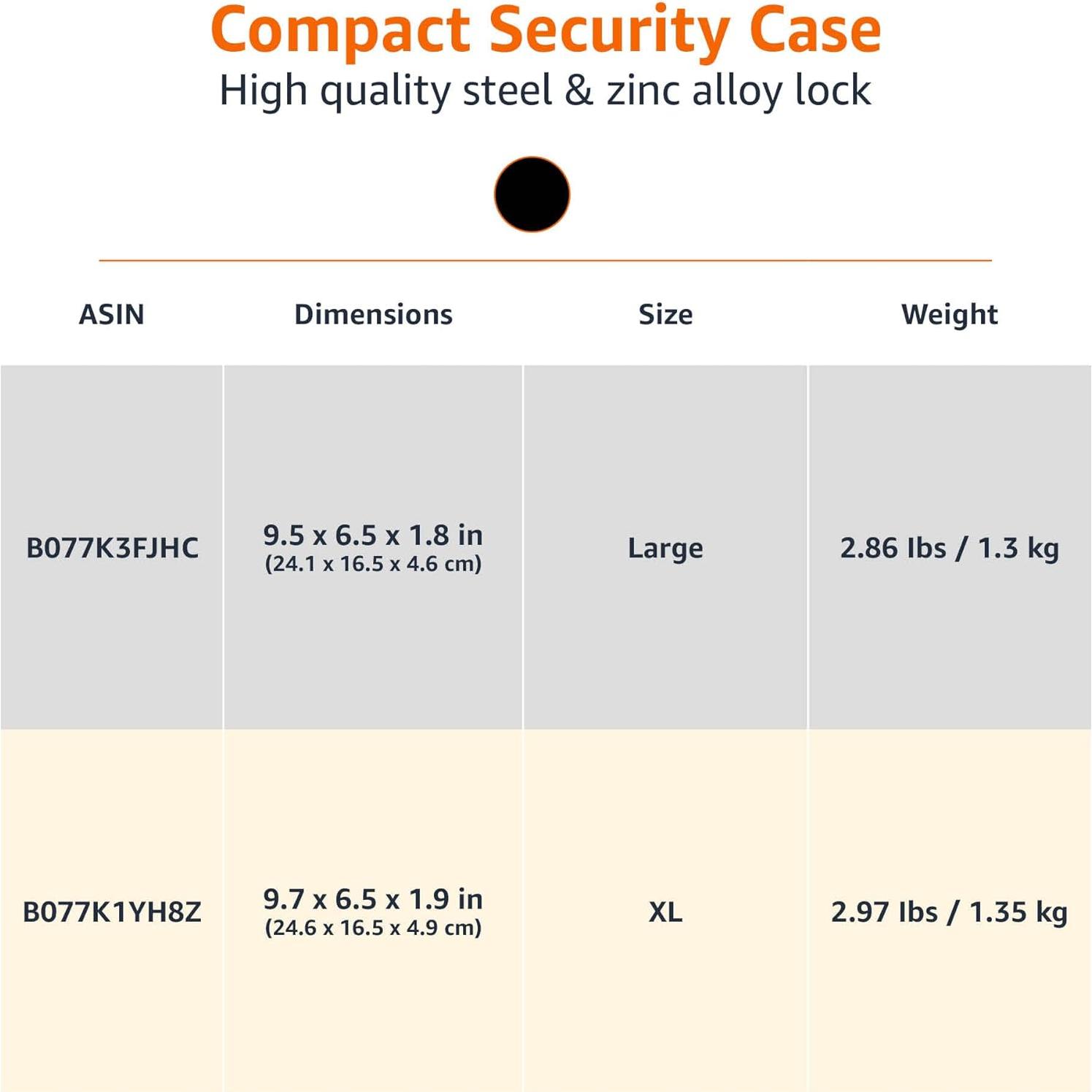 Caja de Seguridad Portátil Amazon Basics Grande Negra
