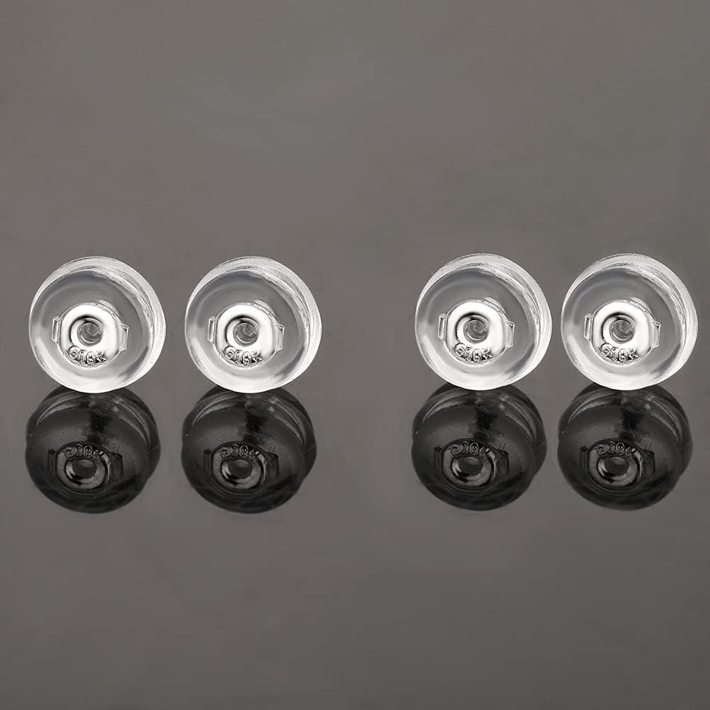 Respaldos de Aretes de Silicona VOLUKA - 2 Pares Oro Blanco 14K