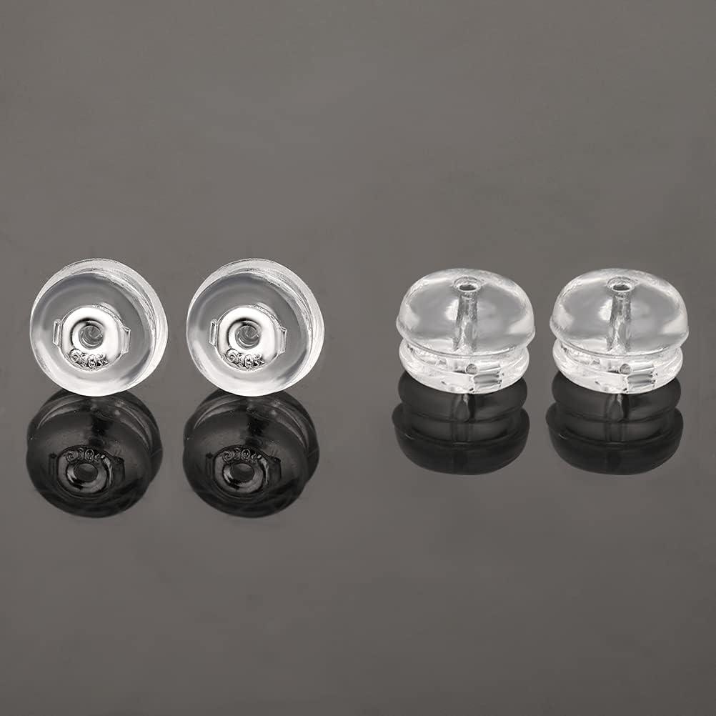 Respaldos de Aretes de Silicona VOLUKA - 2 Pares Oro Blanco 14K