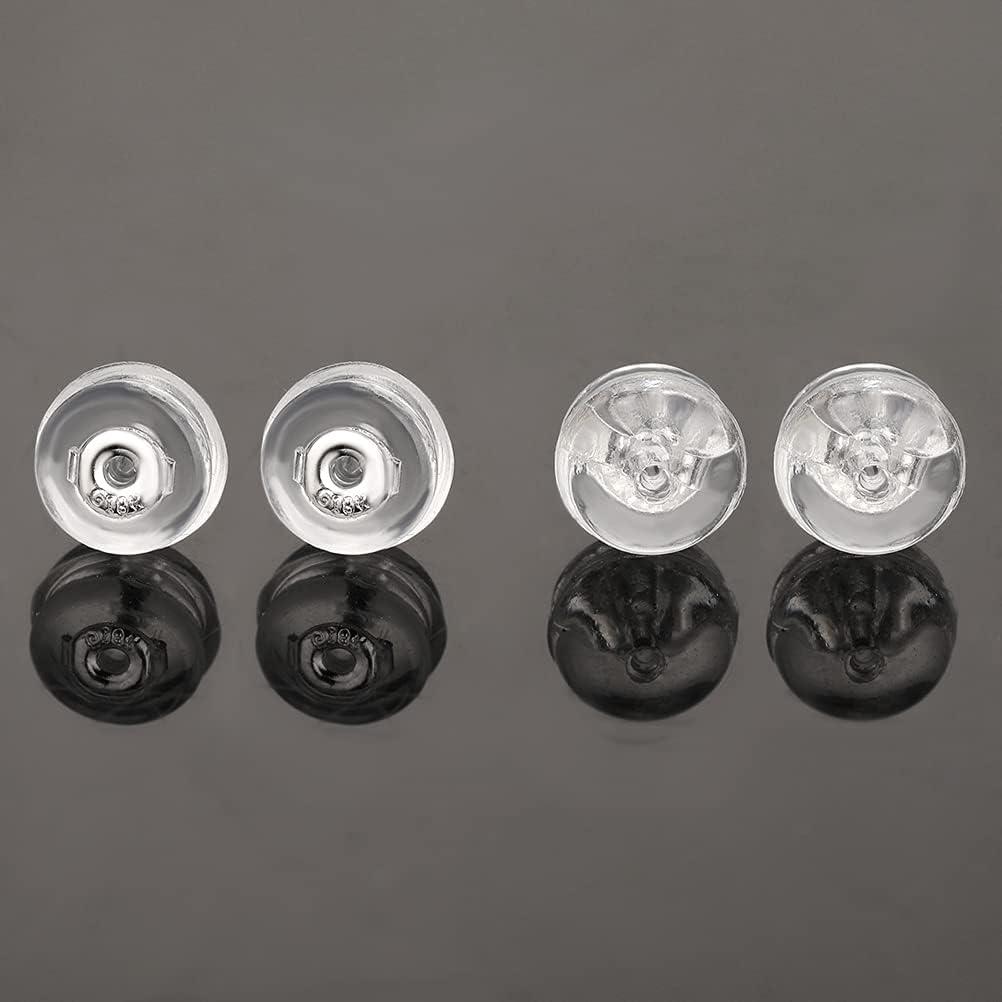 Respaldos de Aretes de Silicona VOLUKA - 2 Pares Oro Blanco 14K