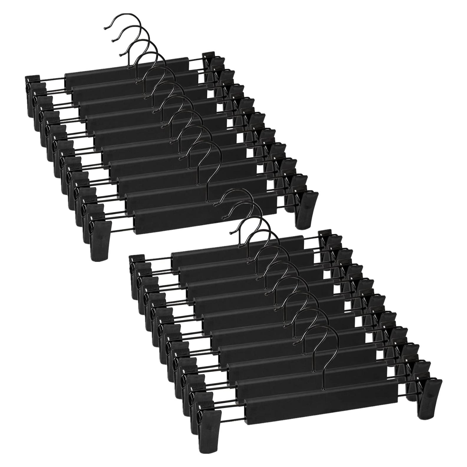 Perchas para Pantalones Lamitocs, 20 Pcs, Antideslizantes, Negros