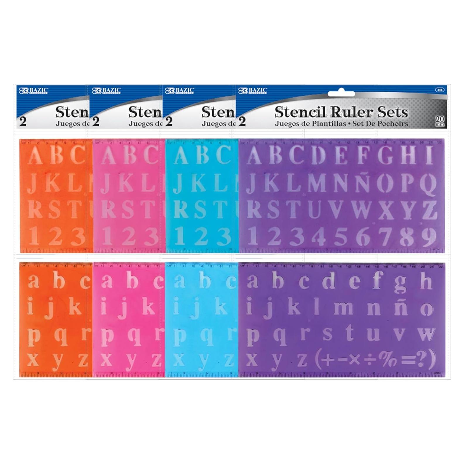 Juego de Plantillas de Letras BAZIC 20 mm 2 Piezas