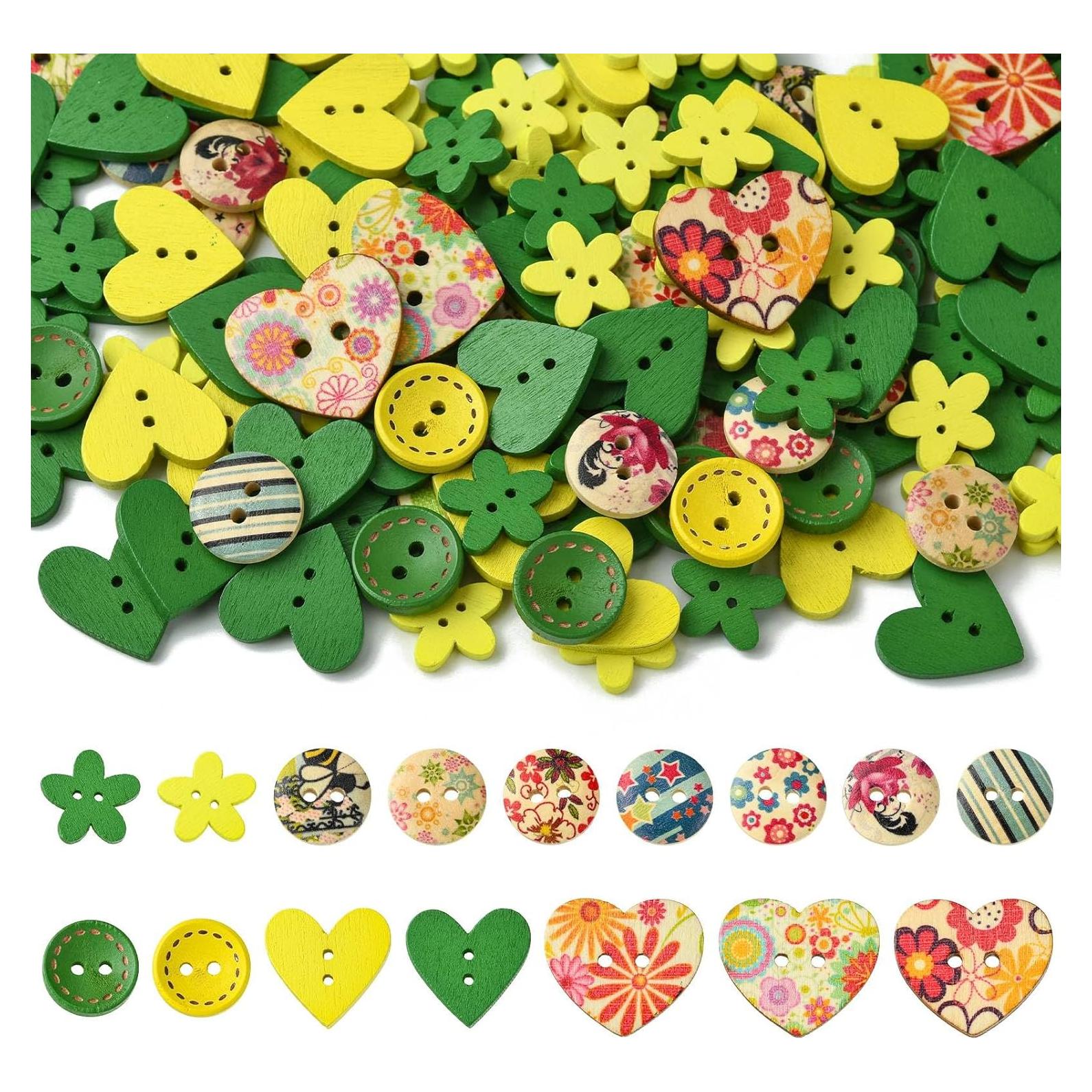 KitBeads 230pcs Botones de Madera Coloridos para DIY